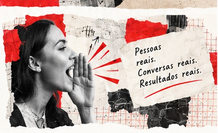 Colagem editorial: pessoas reais, conversas reais e resultados reais